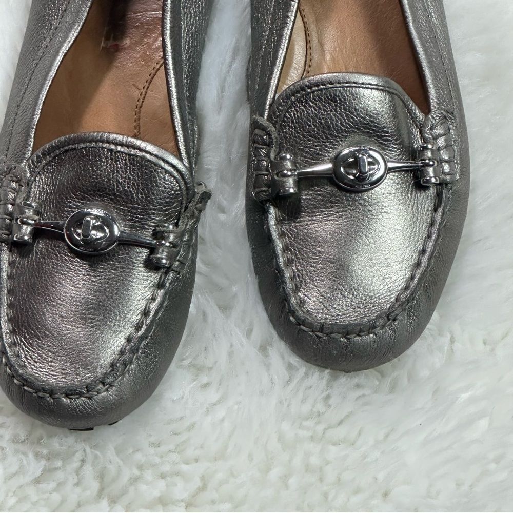 Coach Shimmering Silver leather Loafers